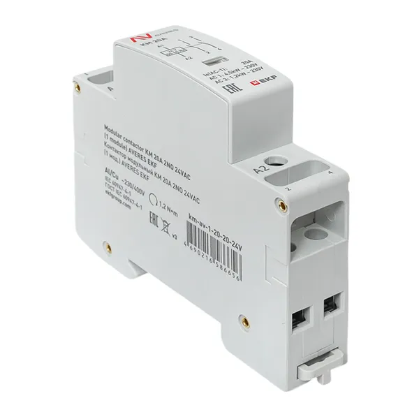 Контактор модульный КМ 20А 2NO 24В АС (1 мод.) AVERES EKF