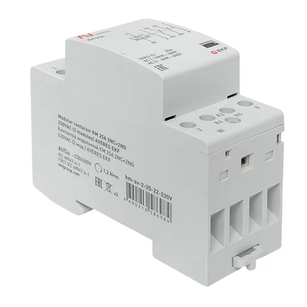 Контактор модульный КМ 25А 2NO+2NC 230В АС (2 мод.) AVERES EKF