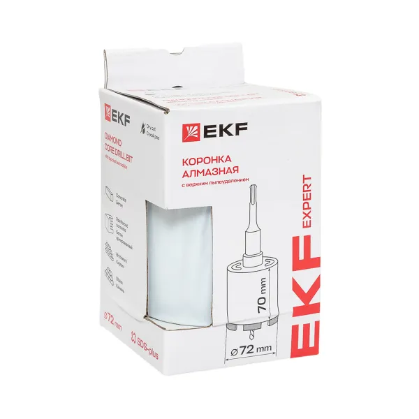 Коронка алмазная DCH-72 (верхнее пылеудаление) Laser M16 SDS-Plus EXPERT EKF